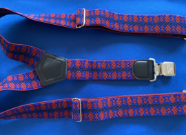 Heren bretels 4 cm breed 3 clips rood/blauw