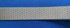 Heren bretels 3,5 cm 3 brede clips beige stip blauw