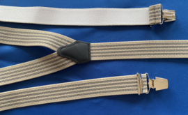 Heren bretels 3,5 cm breed 3 brede clips beige/zwart