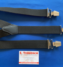 Heren bretels 3,5 cm breed 3 brede clips zwart/wit
