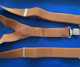 Heren bretels 4 cm breed 3 clips licht terra