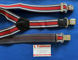 Heren bretels 4 cm breed 3 clips grijs/wit/rood strepen