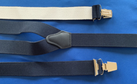 Heren bretels 3,5 cm breed 3 brede  clips donker blauw