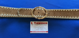 Dames riem 4 cm bruin met goud 85 cm lang