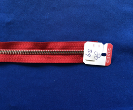 YKK deelrits nikkel 80 cm rood