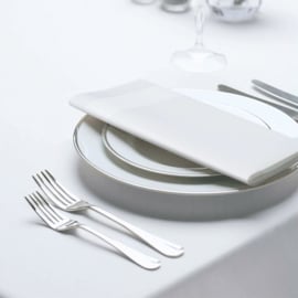 Tablecloth White 105x155cm With Woven Satin Ribbon - Treb Classic