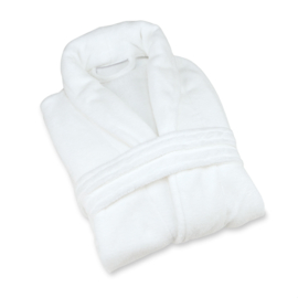 Bathrobe, Fleece, White, Size: M/XL