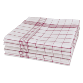 THL77 glashåndklæde røde linjer halv linned/bomuld 70x70 cm - Treb Towels