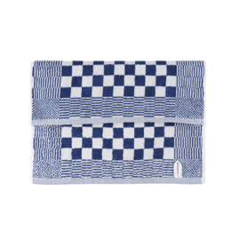 THL77 Håndklæde Blå Og Hvid Blok 52x55cm Bomuld - Treb Towels
