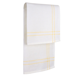 THL77 Serveringsklud Hvid Med Gule Striber Halv linned 50x65cm - Treb Towels