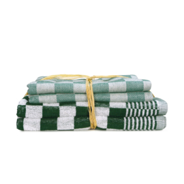 THL77 Køkkensæt grøn 2x Håndklæde 50x50cm + 2x Viskestykke 65x65cm - Treb Towels