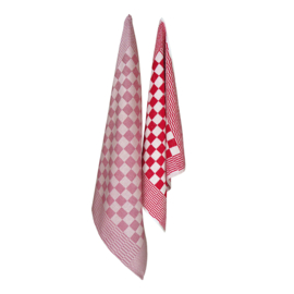 THL77 Køkkensæt Rød 2x Håndklæde 50x50cm + 2x Viskestykke 65x65cm - Treb Towels