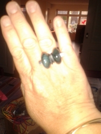 ring with 2 blue fire agates