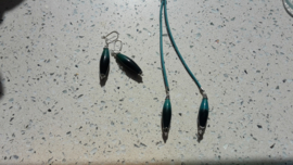 Zwart/turquoise sieraden set