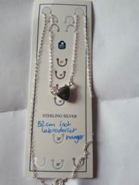 Labradoriet hanger aan sterling zilveren ketting