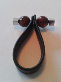 rubber ring with 2 brown fire agates