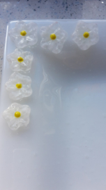 Witte schaal met ingesmolten bloemetjes