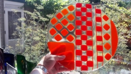 Orange/Red bowl with squares