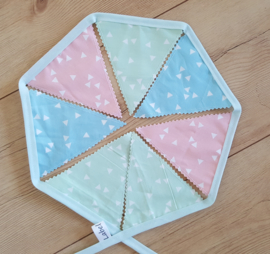 Mini vlaggetjes pastel roze/mint/blauw