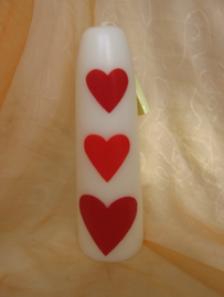 Dompelkaars met 3 harten 24 cm
