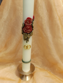 Trouwkaars Rozen en Ringen