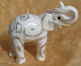 Witte olifant kaars L zilver Swazi Candles