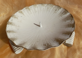 Kandelaar smeedijzer wit met goud 18 cm