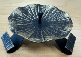 Kandelaar smeedijzer zwart goud 10 cm