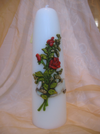 Boeketkaars Rozen wit of rood voor verjaardag of jubileum