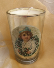 Geurkaarskaars Kerstkrans in glas vanille