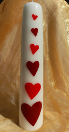 Liefdeskaars met 6 harten 35 cm