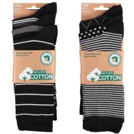 Art. 58061001 Mode sokken Bio Cotton  Multi Black 6-pack