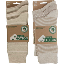 Art. 58061001 Mode sokken Bio Cotton  Multi Beige 6-pack