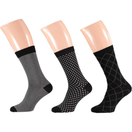 Art. 58061001 Mode sokken Bio Cotton  Multi Black 6-pack