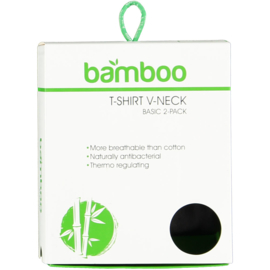 Art. 61557000 T-shirt Bamboo Basis V-Hals 2-pack