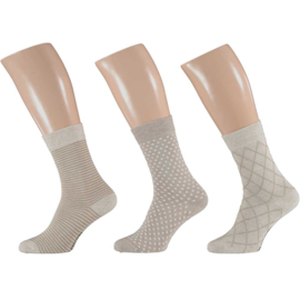 Art. 58061001 Mode sokken Bio Cotton  Multi Beige 6-pack