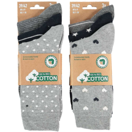 Art. 58062001 Fashion Sokken Vrouw Bio Katoen Multi Grey 6-pack