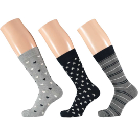 Art. 58062001 Fashion Sokken Vrouw Bio Katoen Multi Grey 6-pack