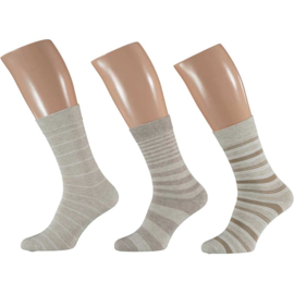 Art. 58061001 Mode sokken Bio Cotton  Multi Beige 6-pack