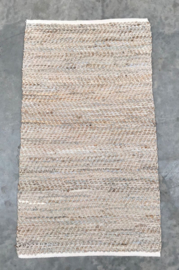 Vloerkleed 200x300 leer & jute licht beige