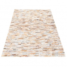 Vloerkleed goud/beige leer 160x230cm