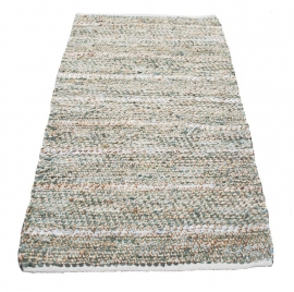 Vloerkleed 200x300 leer & jute licht groen (jade)