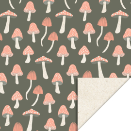 Cadeaupapier mushroom forest green