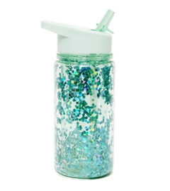 Glitter drinkfles aqua