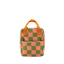 Rugtas checkerboard roze/groen