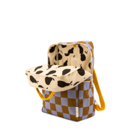 Rugtas checkerboard paars/bruin (large)