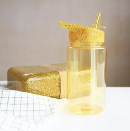 Drinkfles glitter goud