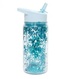 Glitter drinkfles aqua