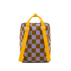 Rugtas checkerboard paars/bruin (large)