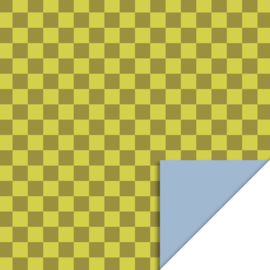 Cadeaupapier big check olive/yellow